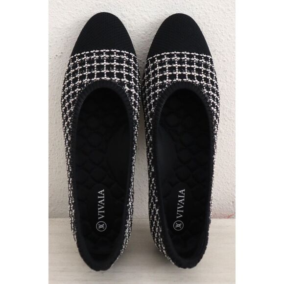 VIVAIA WMN Sz 37 US 6.5 Black Tweed Tamia Walker 2.0 Almond-Toe Ballet Flats - Picture 2 of 12
